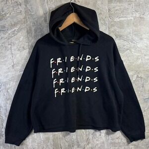 Official Friends Hoodie Logo Cropped Style Black Sweatshirt TV SERIES Size XL